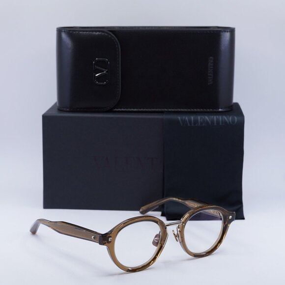 Valentino V-ESSENTIAL-IV VLX-132D AF Round Eyeglasses 46mm - Transparent Brown - Picture 1 of 11